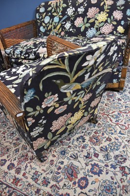 Lot 22 - A three piece Edwardian Bergere suite, raised...