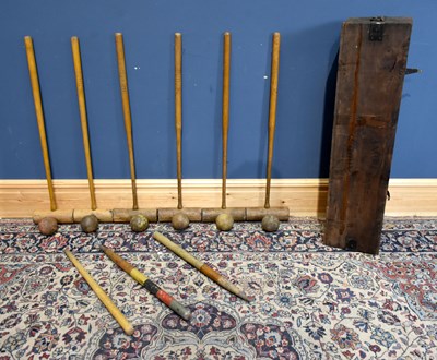 Lot 198 - A vintage croquet set fitted in a Jaques...