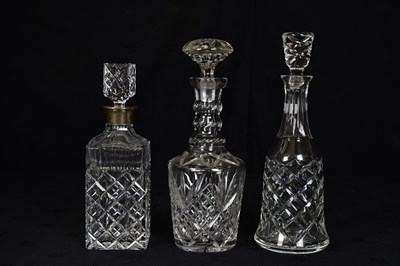 Lot 1484 - A cut glass decanter with hallmarked silver...