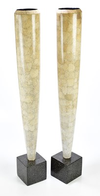 Lot 195 - A pair of decorative crackle effect vases,...