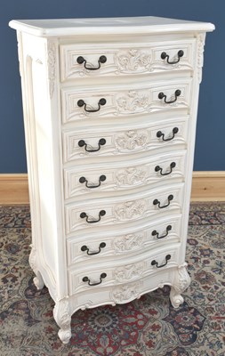 Lot 116 - A modern white painted serpentine fronted...