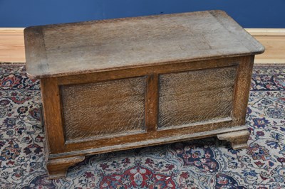 Lot 138 - FYNE LADYE; an oak blanket chest with panelled...