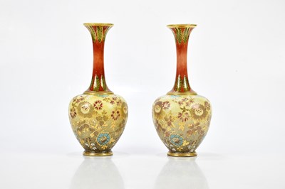 Lot 1278 - DOULTON LAMBETH; a pair of Artware vases with...