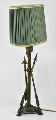 Lot 2234 - A modern brass desk lamp with rotating green...