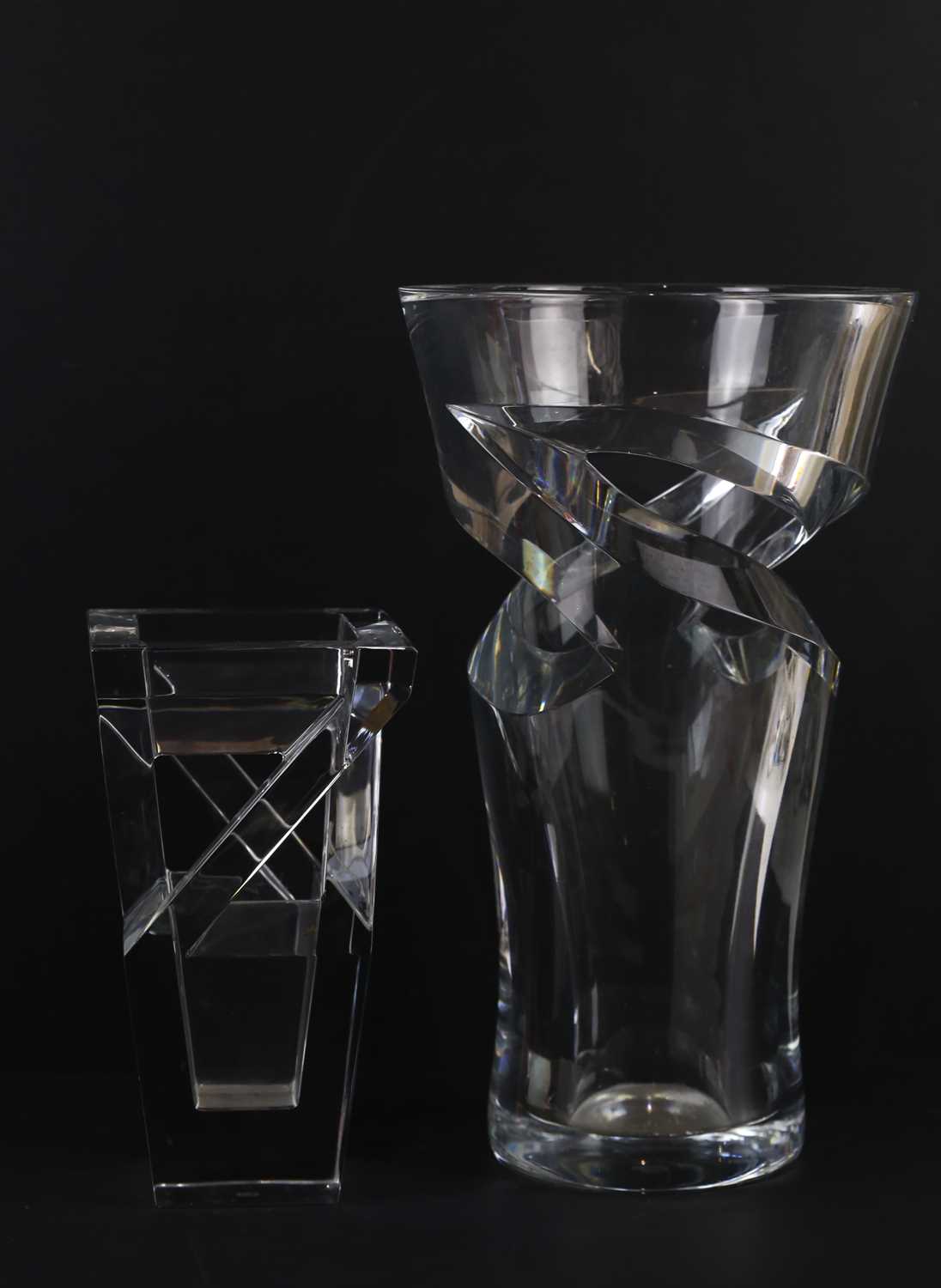 Lot 2150 - BACCARAT; a large 'Tornado' vase, etched mark...
