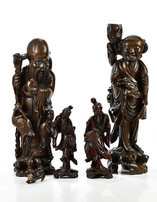 Lot 1254 - A large pair of Chinese rootwood figures,...