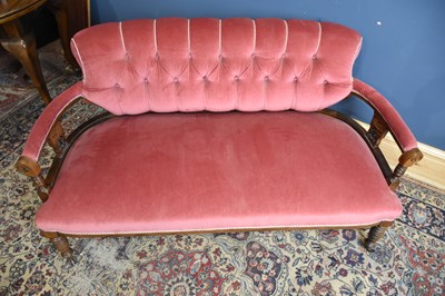 Lot 28 - An Edwardian inlaid rosewood salon settee,...