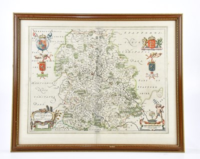 Lot 2400 - JAN JANSSON; an 18th century hand coloured map...