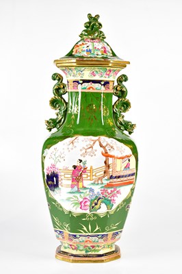 Lot 1387 - MASONS; a large vase and cover, decorated with...