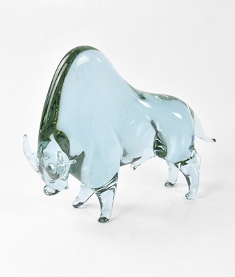 Lot 1303 - MURANO; a large glass model of a bull, length...