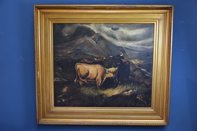 Lot 2544 - ARTHUR L’SANT; large oil on canvas, cattle in...