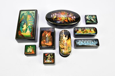 Lot 303 - Eight 20th century hand painted Russian...