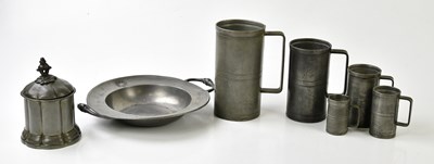 Lot 360 - A graduated set of five pewter measures,...