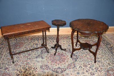Lot 55 - A Victorian side table on turned ring supports,...