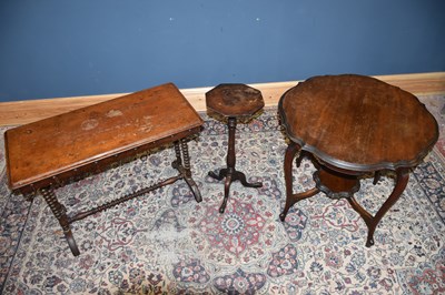Lot 55 - A Victorian side table on turned ring supports,...