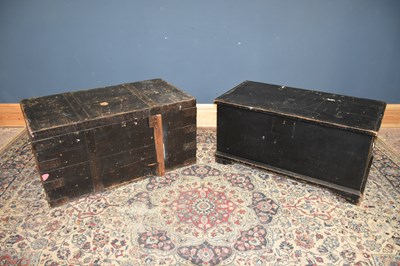 Lot 171 - A black painted pine blanket chest, width 100,...