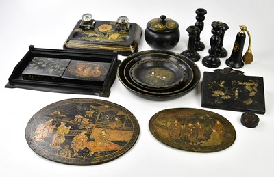 Lot 248 - An early 20th century papier-mâché deskstand...