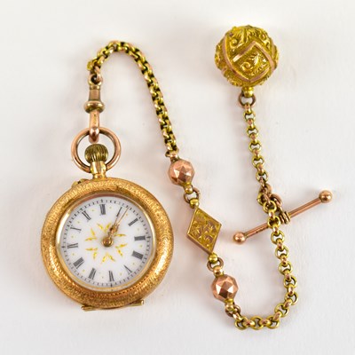 Lot 883 - A 14ct yellow gold lady's pocket watch,...