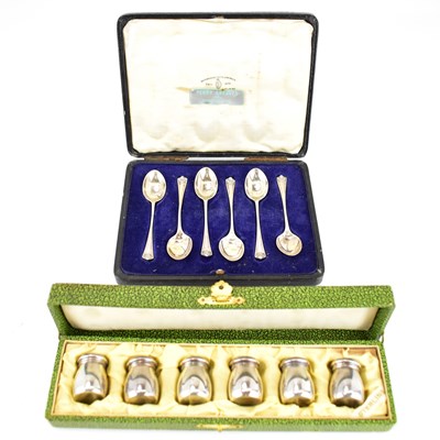 Lot 659 - A hallmarked silver cased set of six coffee...