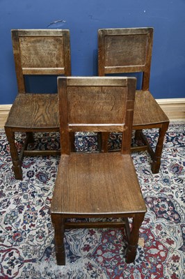 Lot 6 - DEREK 'LIZARDMAN' SLATER; three oak chairs...