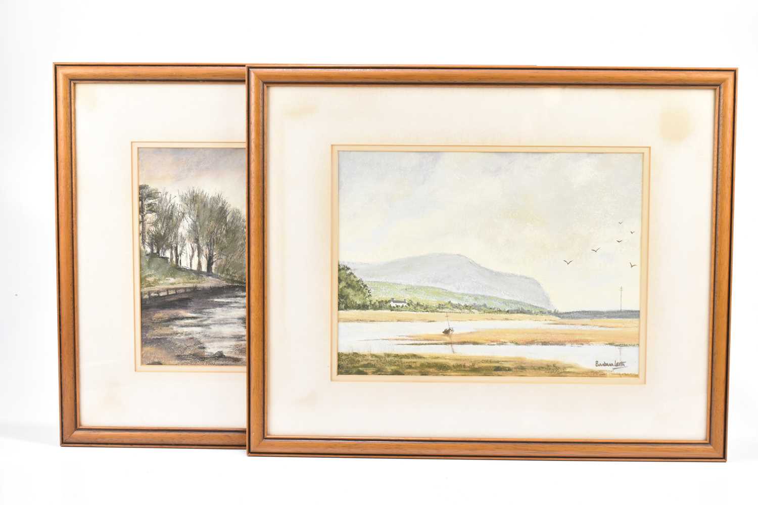 Lot 1550 - BARBARA LEITH; pair of pastels, landscape...