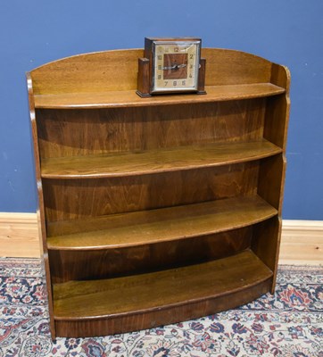 Lot 129 - A 1930's oak bookcase, height 98cm, width 90cm,...