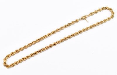 Lot 1346 - A 9ct yellow gold fancy link rope twist chain,...