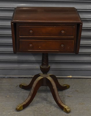 Lot 94 - A reproduction mahogany two drawer drop-leaf...