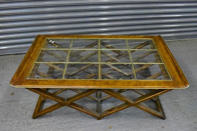 Lot 27 - A reproduction oak and brass bound rectangular...