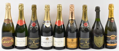 Lot 143 - CHAMPAGNE; nine bottles including a bottle of...