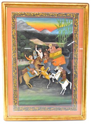 Lot 193 - A large Mughal watercolour/gouache on silk...