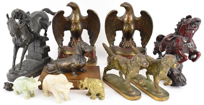 Lot 672 - A group of decorative modern spelter and resin...