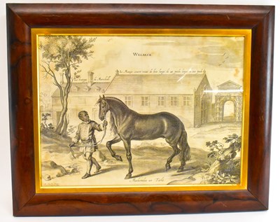 Lot 215 - WELBECK; a 19th century rosewood framed black...