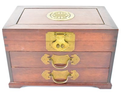 Lot 341 - A modern Chinese hardwood jewellery casket,...