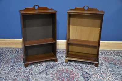 Lot 130 - A pair of dwarf oak bookcases with adjustable...