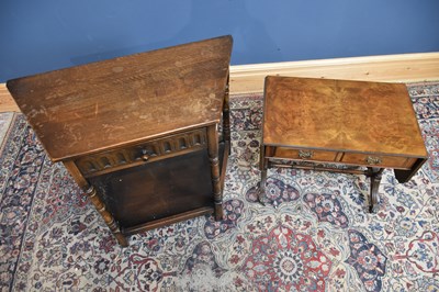 Lot 113 - An oak Priory style side table with single...