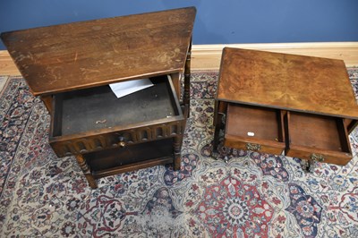 Lot 113 - An oak Priory style side table with single...