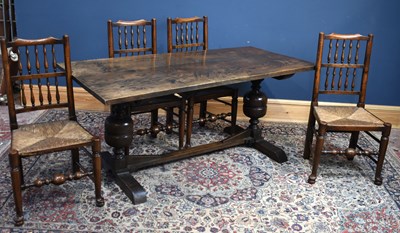 Lot 158 - An early 20th century oak refectory table on...