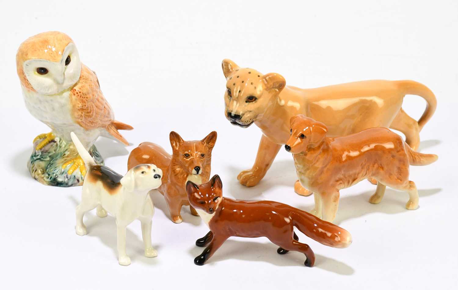 Lot 573 BESWICK; six animal models to include owl,