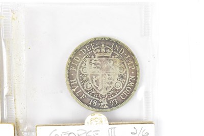 Lot 874 - A Victorian 1893 half crown, a George III 1817...