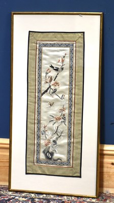 Lot 1268 - A 20th century Chinese silk panel decorated...