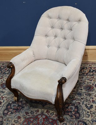 Lot 135 - A Victorian nursing chair upholstered in a...