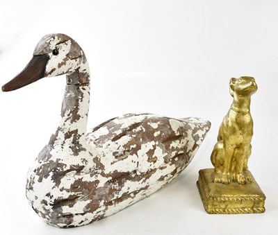 Lot 394 - A large modern white painted model of a duck,...