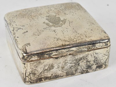 Lot 742 - A hallmarked silver cigarette box, inscribed...