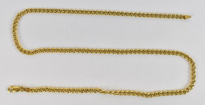 Lot 816 - A 9ct yellow gold flat link bracelet, length...