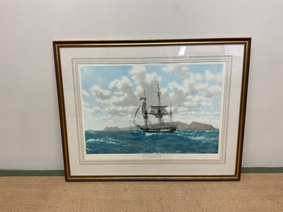 Lot 140 - JOHN CHANCELLOR; a print of HMS Beagle in the...