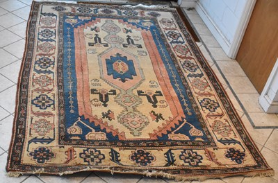 Lot 142 - A large Aberjan cream ground rug with...