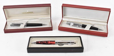 Lot 314 - SHEAFFER; a group of three cased ballpoint pens.