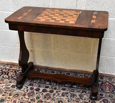 Lot 1590 - An early Victorian inlaid rosewood games table...