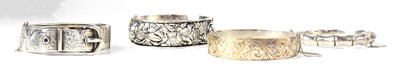 Lot 816 - Three hallmarked silver hinged bangles,...